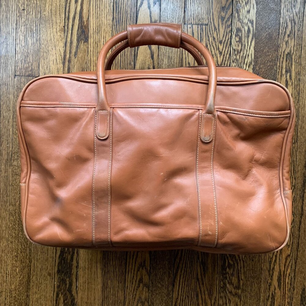 Vintage Coach Cognac Brown Leather Duffel‎ Travel Bag Weekender - Picture 2 of 11